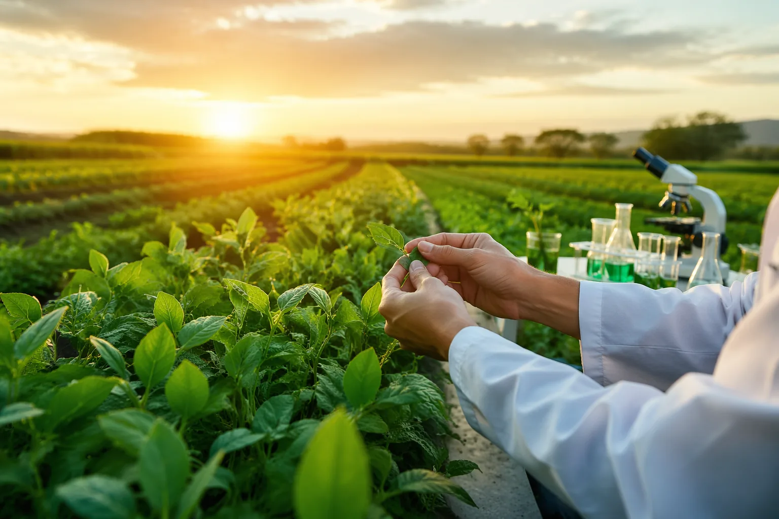 Healthy crop field and agronomy inspection