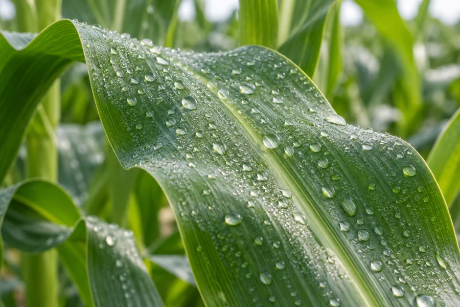 Leaf-surface application study, illustrative agricultural-adjuvant imagery